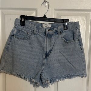 Twelve Women's Light Blue Frayed Denim Shorts